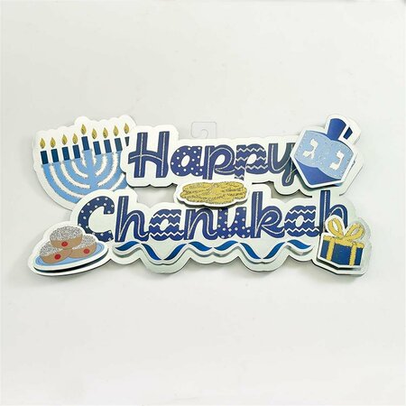 RITE LITE 14.5 x 8 in. Happy Chanukah 3D Decor with Glitter Accents BD-13145-B